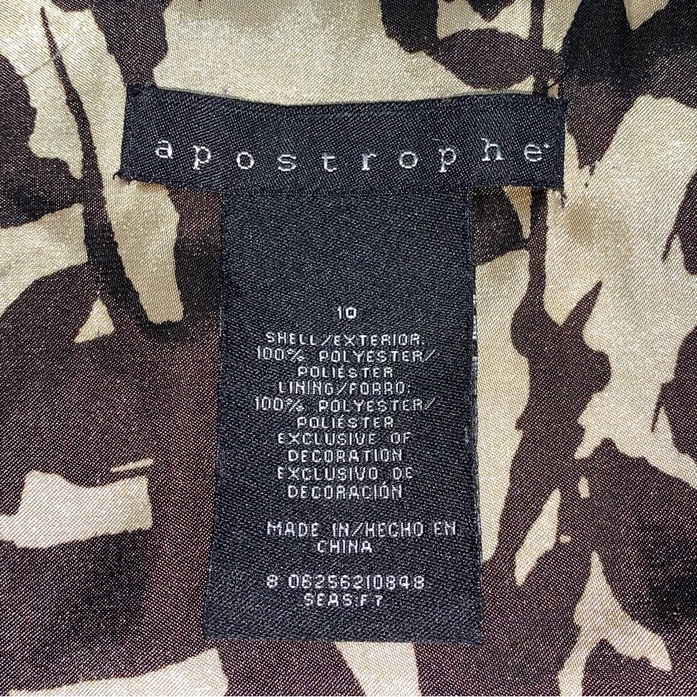 Apostrophe Abstract Print Satin Pleated Midi Skirt Silky Lace Trim Summer Fall - Picture 2 of 16